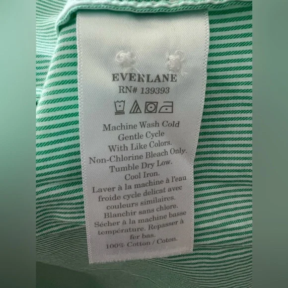 Everlane Green Pin Stripe Button Down Top NWT - Picture 5 of 7